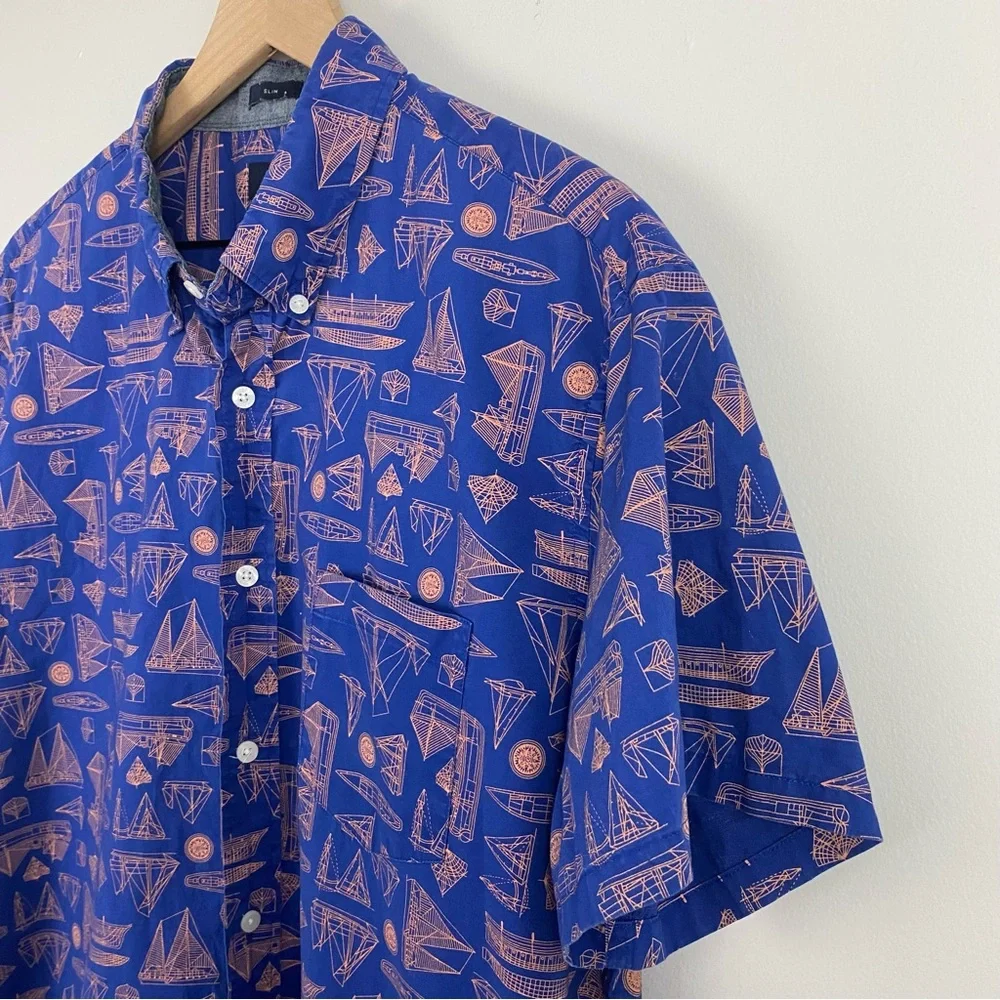 J. Crew Blue Button-Down Boat Shirt